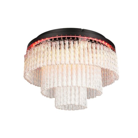 Plafoniera led 20w cct 2700k 6500k rgb con telecomando nera con pendenti in vetro trasparente