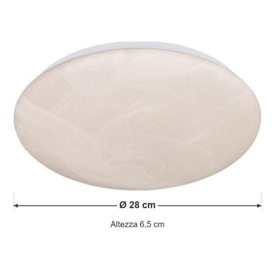 Plafoniera led 12w 4000k moderna rotonda con diffusore effetto alabastro