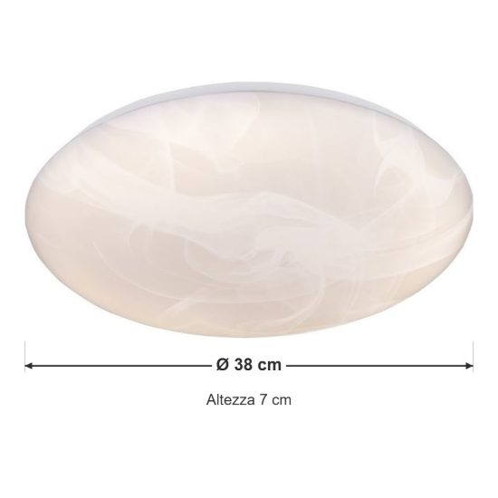 Plafoniera led 23w 4000k moderna rotonda con diffusore effetto alabastro