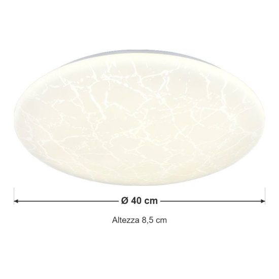 Plafoniera led 24w 4000k moderna rotonda con diffusore effetto ghiaccio