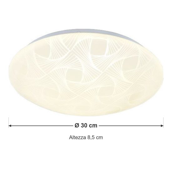 Plafoniera led 16w 4000k moderna rotonda con diffusore effetto rete