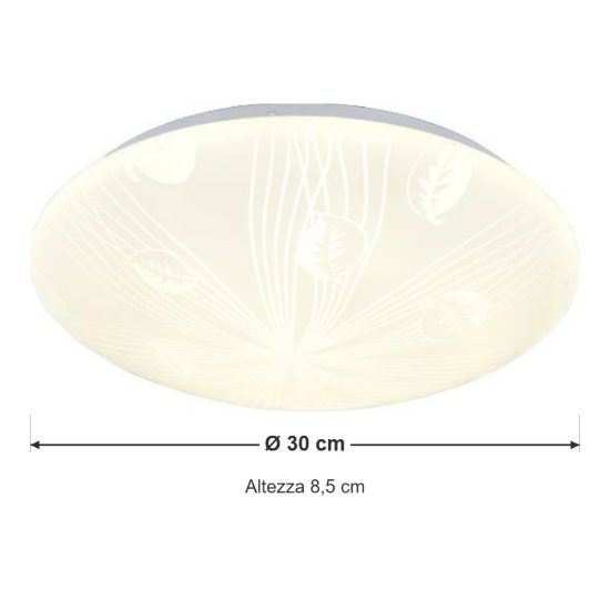 Plafoniera led 16w 4000k moderna rotonda con diffusore effetto foglie