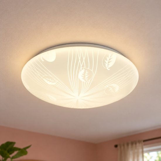 Plafoniera led 24w 4000k moderna rotonda con diffusore effetto foglie