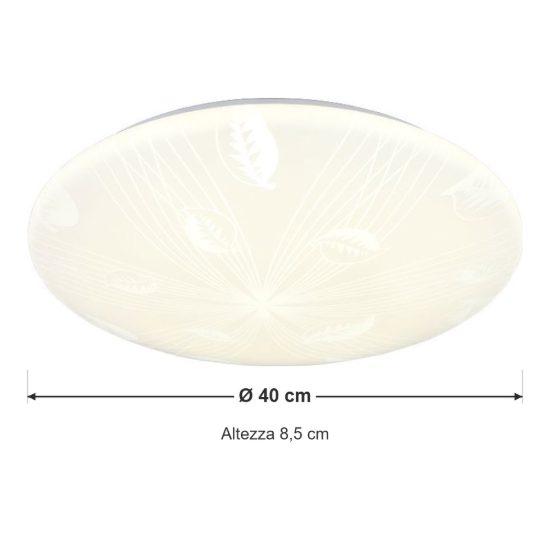 Plafoniera led 24w 4000k moderna rotonda con diffusore effetto foglie