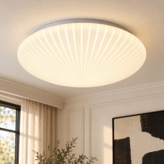 Plafoniera led 16w 4000k moderna rotonda con diffusore effetto righe