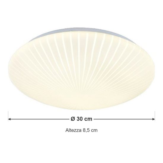 Plafoniera led 16w 4000k moderna rotonda con diffusore effetto righe