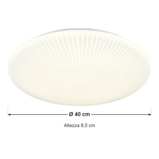 Plafoniera led 24w 4000k moderna rotonda con diffusore effetto righe