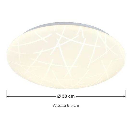 Plafoniera led 16w 4000k moderna rotonda con diffusore effetto bacchette