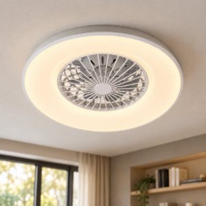 Ventilatore da soffitto con luce led 34w cct 2700k 6500k con telecomando bianco con bordo in metallo