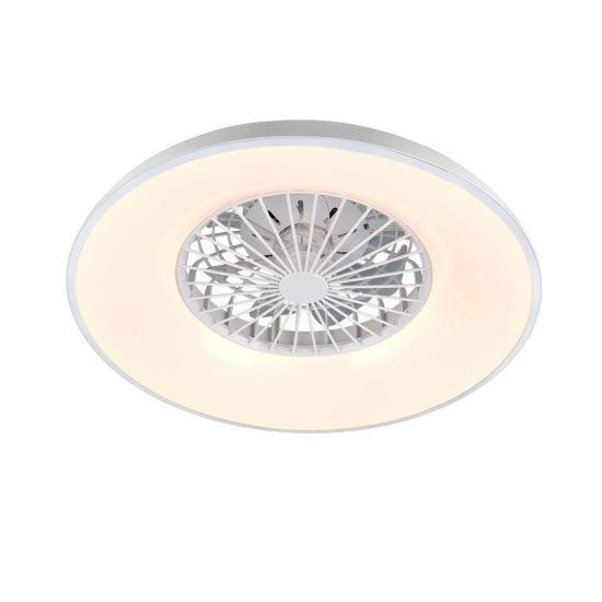 Ventilatore da soffitto con luce led 34w cct 2700k 6500k con telecomando bianco con bordo in metallo