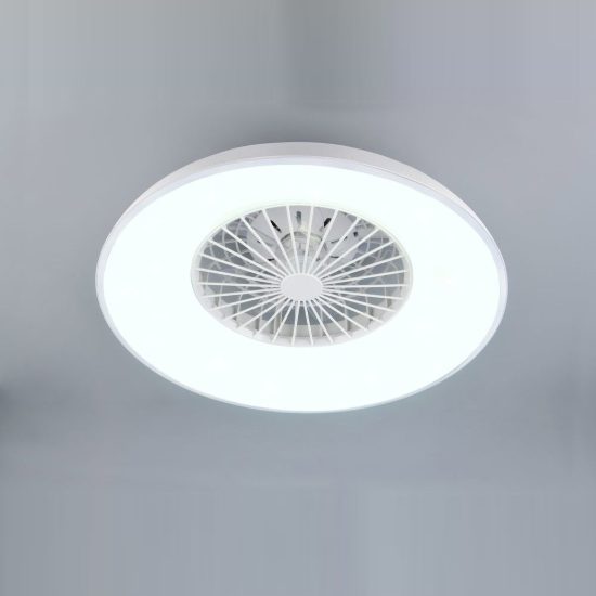 Ventilatore da soffitto con luce led 34w cct 2700k 6500k con telecomando bianco con bordo in metallo