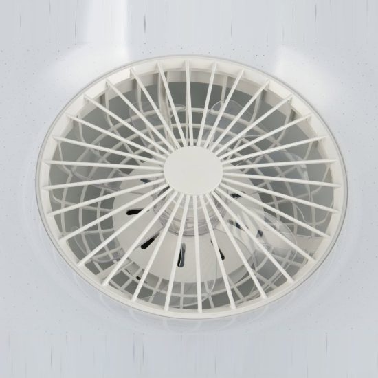 Ventilatore da soffitto con luce led 34w cct 2700k 6500k con telecomando bianco con bordo in metallo
