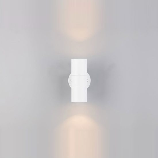 Applique da esterno bi-emissione ip44 moderna bianca in alluminio pressofuso vetro