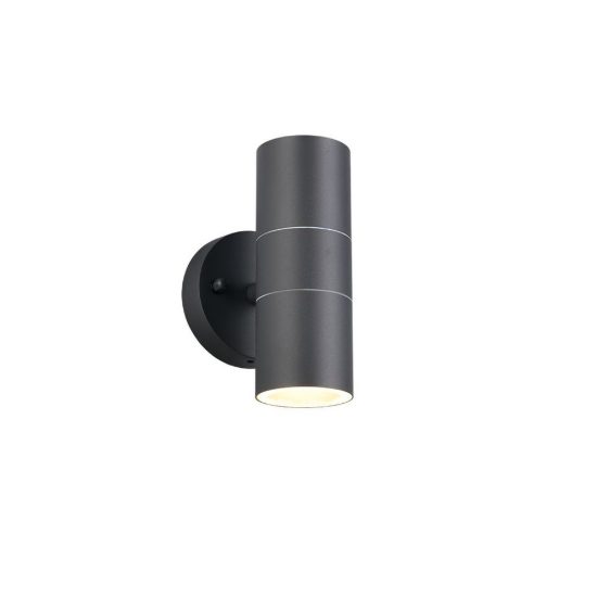 Applique da esterno bi-emissione ip44 moderna antracite in alluminio pressofuso vetro
