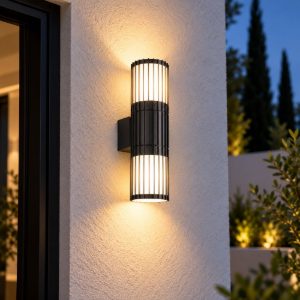 Applique da esterno bi-emissione ip54 moderna cilindrica antracite
