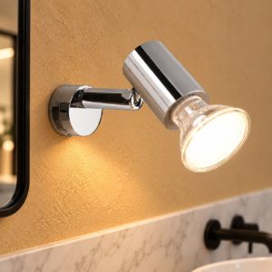 Applique cromo per bagno moderno con luce orientabile