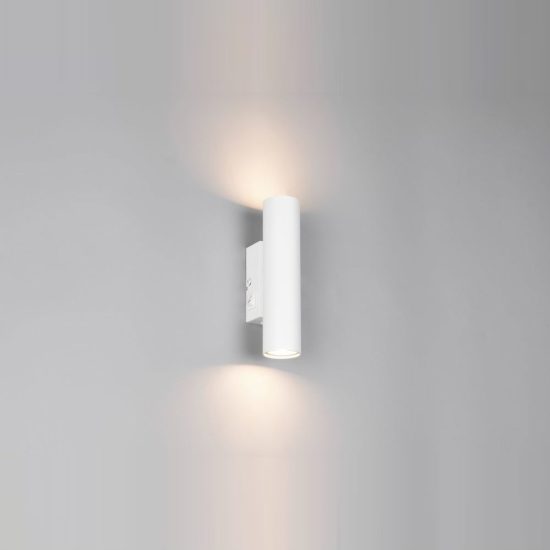 Applique per comodino camera da letto bi-emissione moderna cilindrica bianca con interruttore