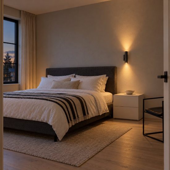 Applique per comodino camera da letto bi-emissione moderna cilindrica nera con interruttore