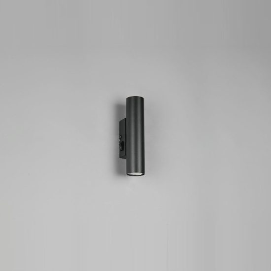 Applique per comodino camera da letto bi-emissione moderna cilindrica nera con interruttore