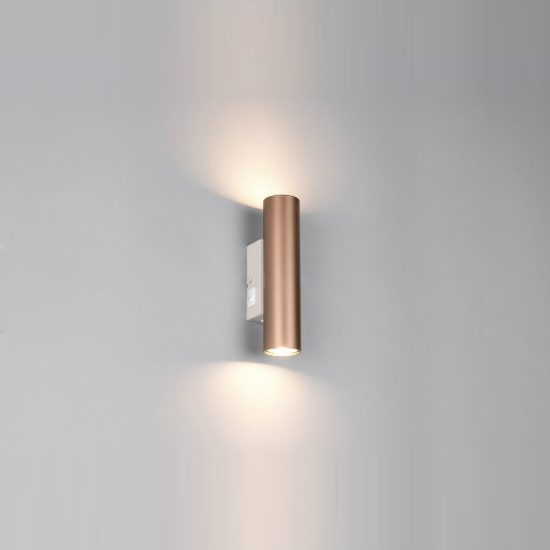 Applique per comodino camera da letto bi-emissione moderna cilindrica caffe con interruttore