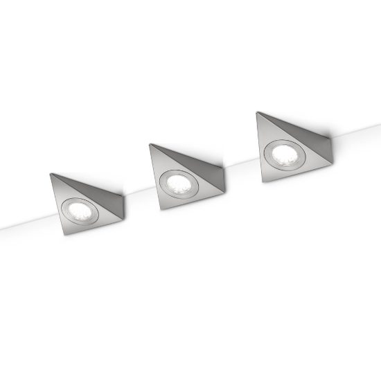Set 3 lampade sottopensile led 9w 3000k per cucina nichel opaco