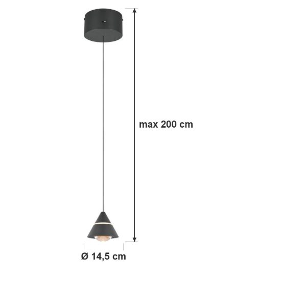 Lampada a sospensione led 7w cct 2300k 3000k 4000k per sala da pranzo moderna conica nera