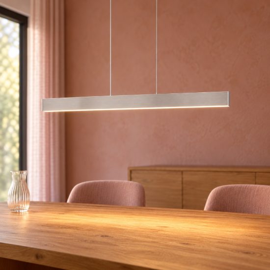 Lampadario lineare led 35w cct 2700k 6000k touch per sala da pranzo bi-emissione nichel opaco