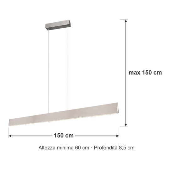 Lampadario lineare led 35w cct 2700k 6000k touch per sala da pranzo bi-emissione nichel opaco