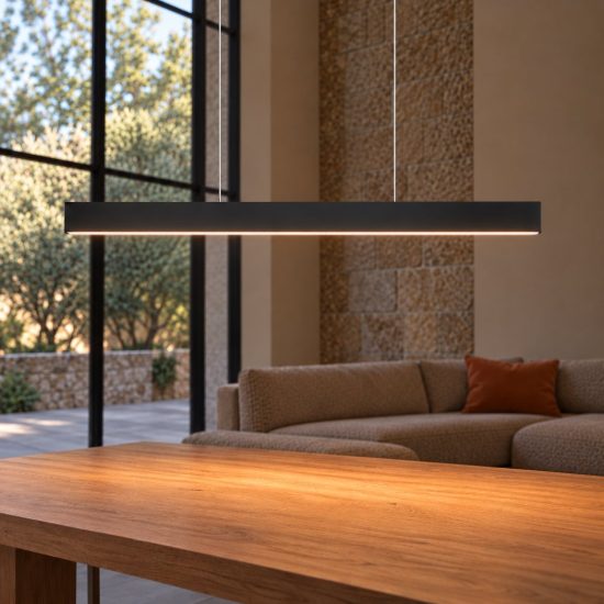 Lampadario lineare led 35w cct 2700k 6000k touch per sala da pranzo bi-emissione nero