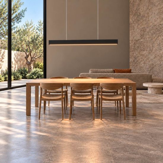 Lampadario lineare led 35w cct 2700k 6000k touch per sala da pranzo bi-emissione nero