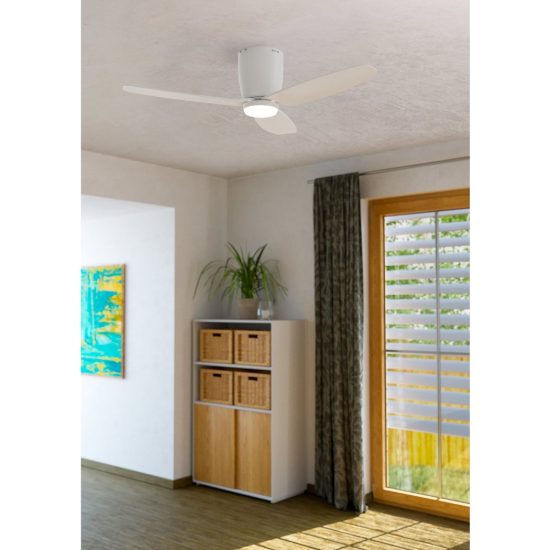 Eglo bavaro ventilatore da soffitto con luce led 12w 4300k con telecomando bianco fino a 20mq