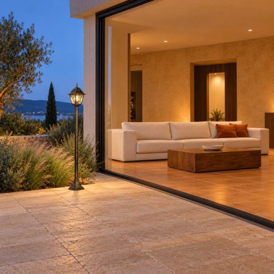 Lampione da giardino ip44 a lanterna quadrata ruggine con vetro effetto ghiaccio