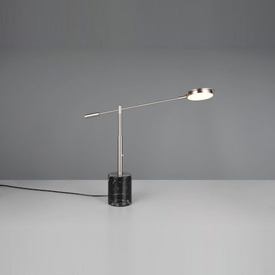 Lampada da tavolo per salotto led 10w cct 2300k 3000k 4000k touch nichel opaco con base in marmo nero