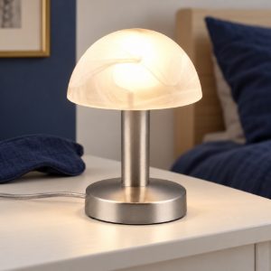 Abat-jour per comodino moderno a cupola nichel opaco
