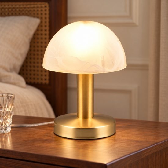 Abat-jour per comodino moderno a cupola ottone opaco