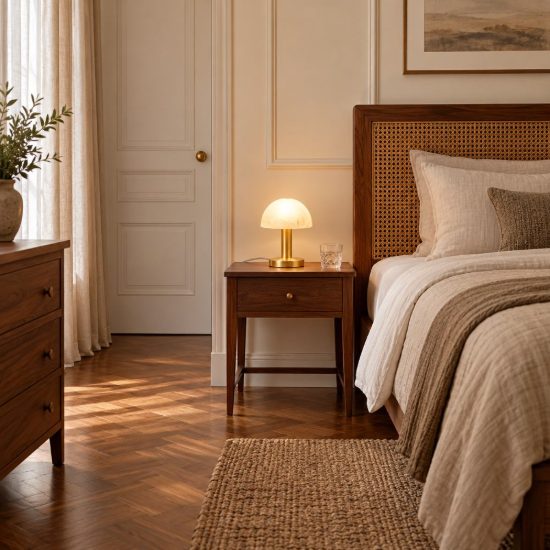Abat-jour per comodino moderno a cupola ottone opaco