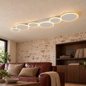 Plafoniera led 34w cct 2700k 6500k con telecomando bianca a dischi sovrapposti