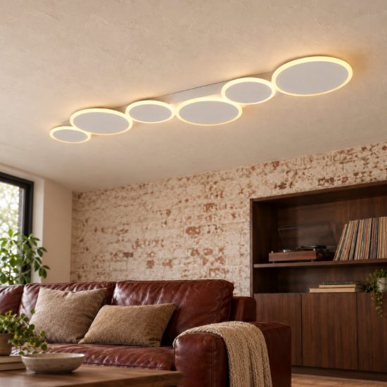 Plafoniera led 34w cct 2700k 6500k con telecomando bianca a dischi sovrapposti
