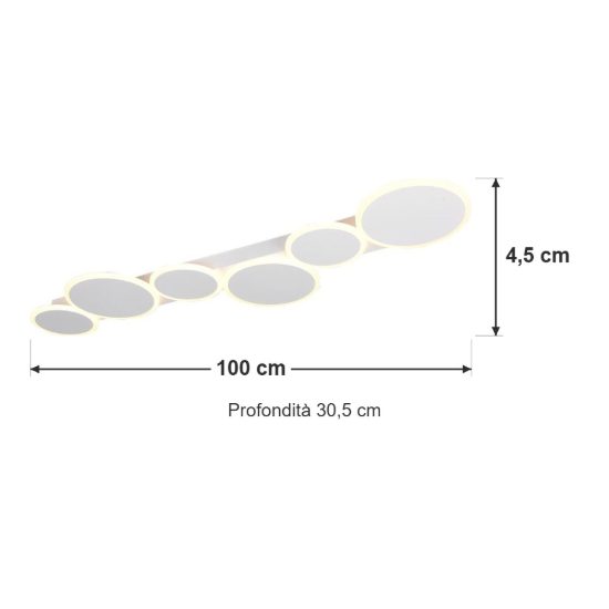 Plafoniera led 34w cct 2700k 6500k con telecomando bianca a dischi sovrapposti