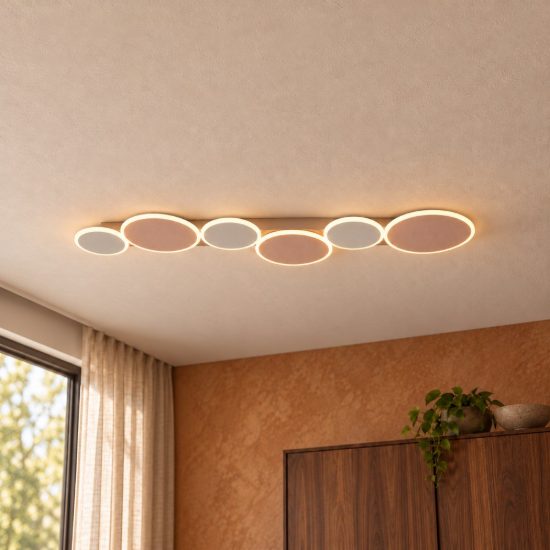 Plafoniera led 34w cct 2700k 6500k con telecomando caffe beige caldo a dischi sovrapposti
