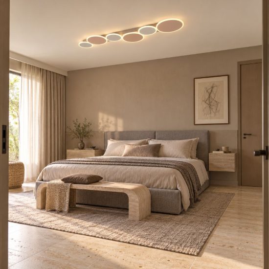 Plafoniera led 34w cct 2700k 6500k con telecomando caffe beige caldo a dischi sovrapposti
