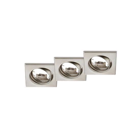 Set 3 faretti da incasso per cartongesso orientabili quadrati nichel opaco