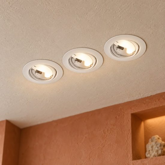 Set 3 faretti da incasso per cartongesso orientabili rotondi bianchi