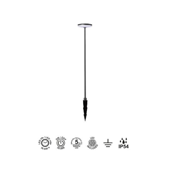 Faretto a picchetto da esterno giardino nero led 12w 3000k ip54