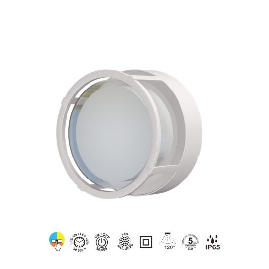 Plafoniera da esterno moderna tonda bianca led 15w cct 2700k 3300k 4000k ip65