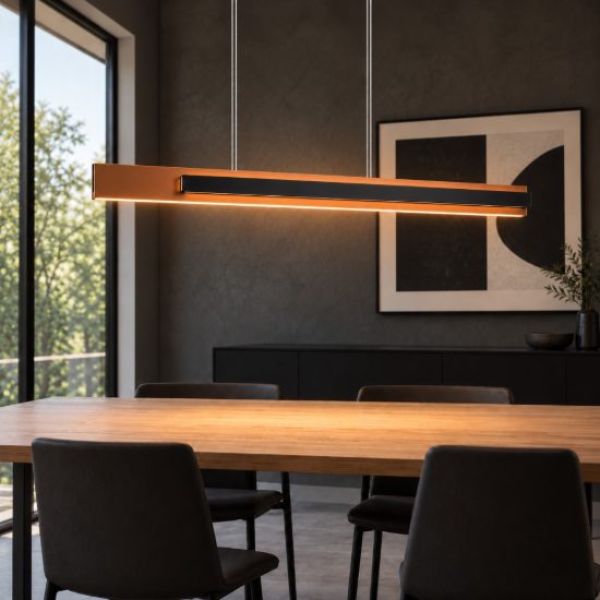 Lampadario a sospensione led 48w cct 2700k 6000k per sala da pranzo moderno lineare nero caffe