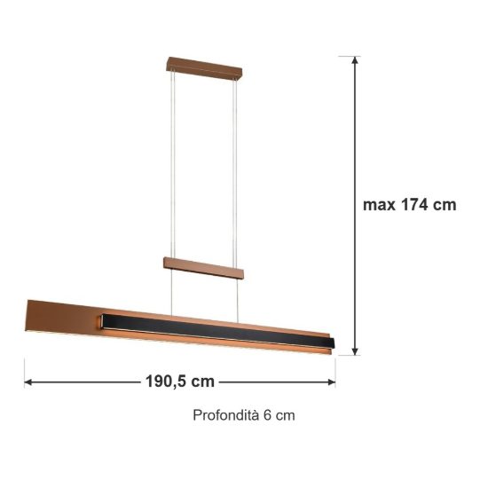 Lampadario a sospensione led 48w cct 2700k 6000k per sala da pranzo moderno lineare nero caffe