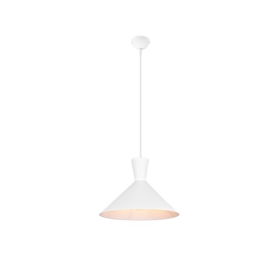 Lampadario a sospensione per sala da pranzo moderno bianco con paralume a doppio cono