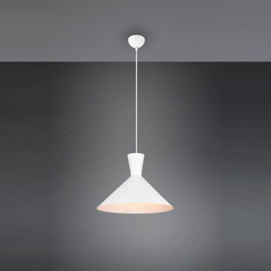 Lampadario a sospensione per sala da pranzo moderno bianco con paralume a doppio cono