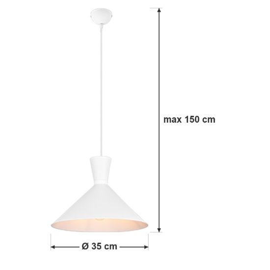Lampadario a sospensione per sala da pranzo moderno bianco con paralume a doppio cono